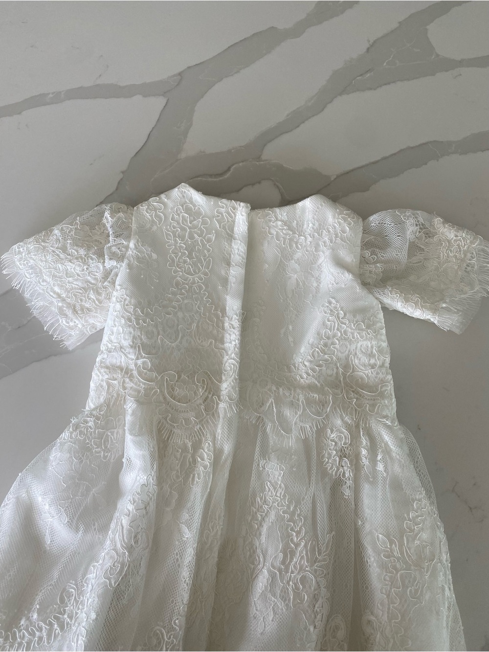 White Lace Infant Dress and Bonnet Set - Classic Baptism Attire - Picture 10 of 16